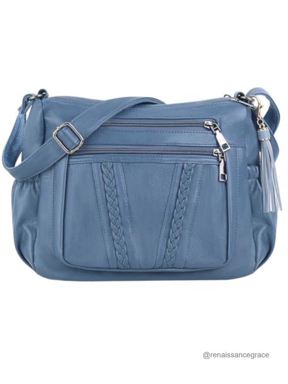 Crossbody Bag PU Leather Multi Pocket Shoulder Purse Lightweight